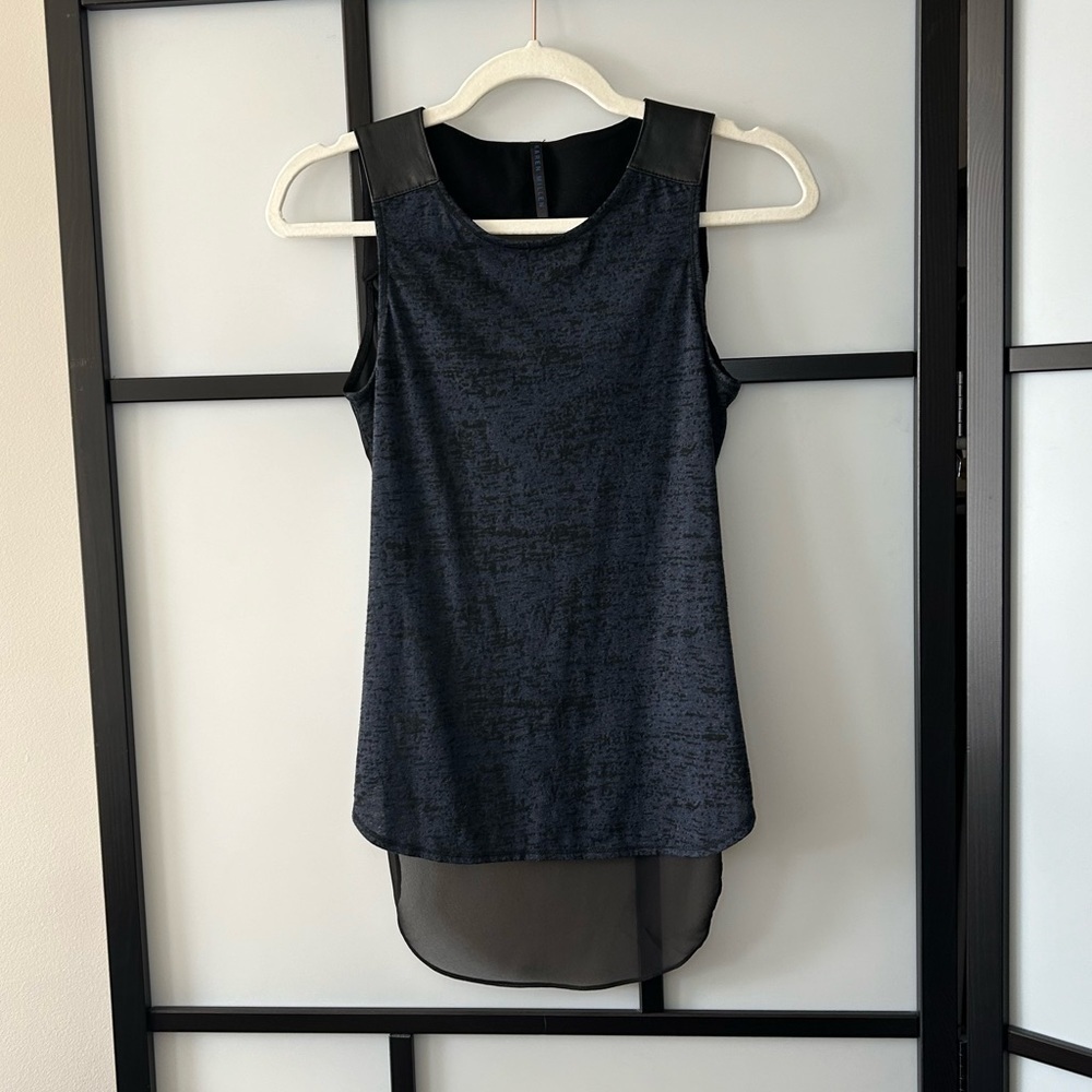 [XS] Karen Millen Dark Blue & Black Leather Tank Top
